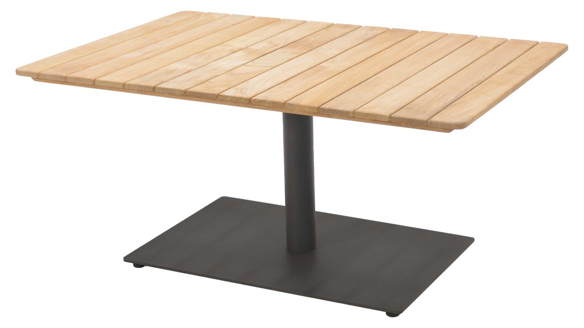 Gartentisch Scancom aus Holz in Holzfarben LifestyleGarden® Loungemöbel-Serie Pearl - Couchtisch Teakholz & Aluminium - ca. 90 x 60 cm