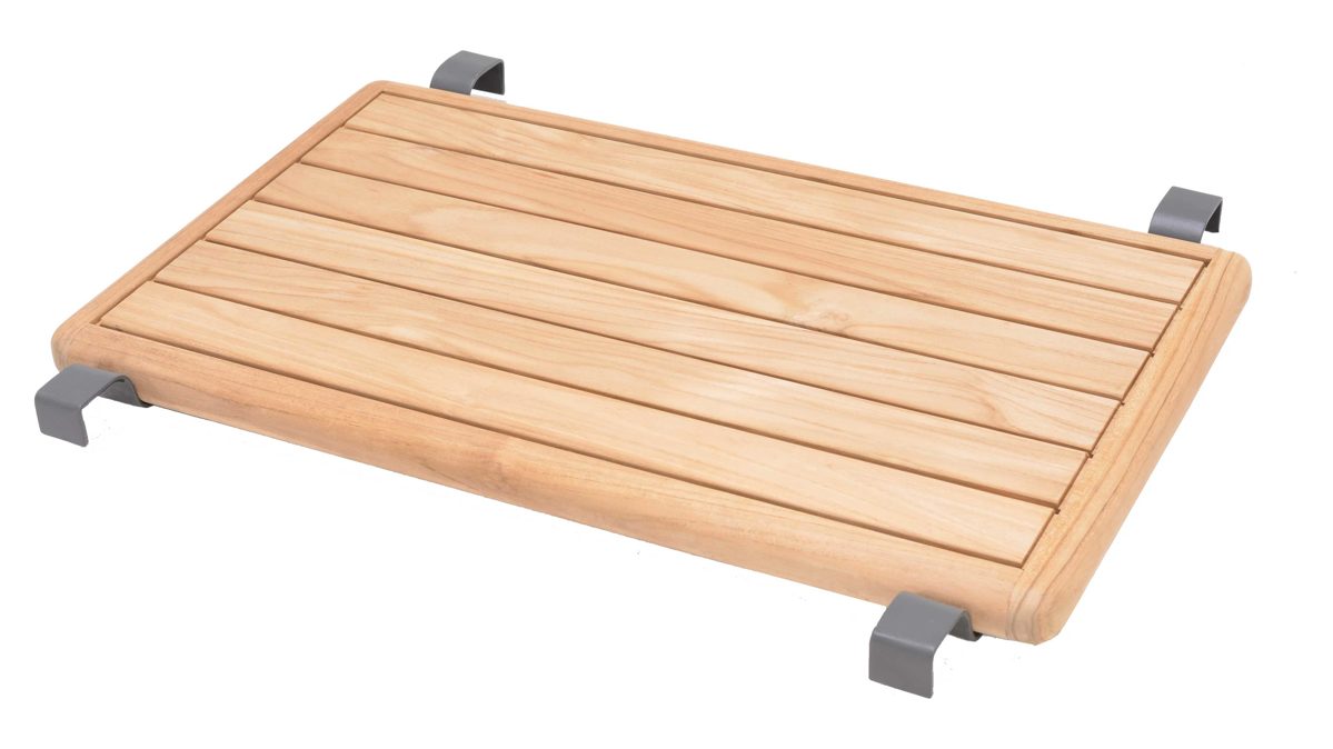 Gartentisch Scancom aus Holz in Holzfarben LifestyleGarden® Loungemöbel-Serie Pearl - Hängeablage Teakholz & Aluminium - ca. 78 x 58 cm