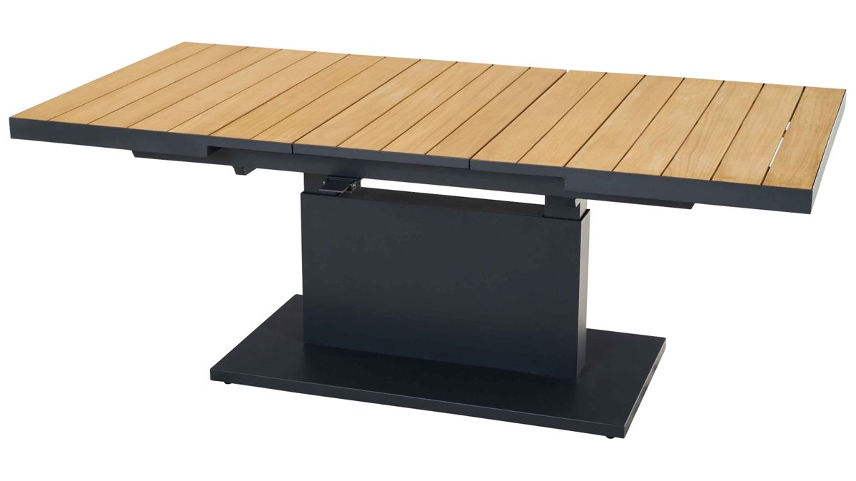 Gartentisch H. gautzsch aus Holz in Holzfarben Gartentisch Talina mit Lift- und Ausziehfunktion Teakholz & Aluminium - ca. 140 x 90 cm