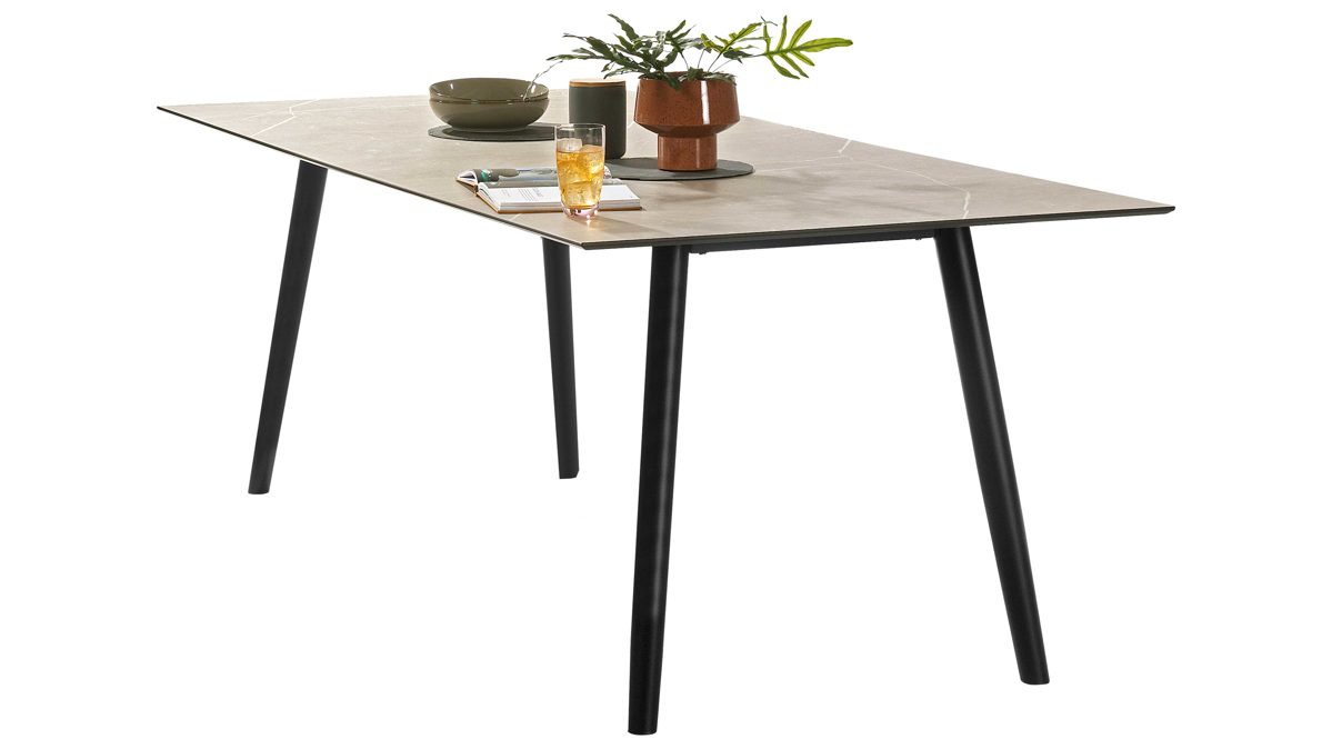 Gartentisch Stern® aus Karton / Papier / Pappe in Beige STERN® Garten Esstisch Interno cremefarbenes HPL & Aluminium - ca. 220 x 100 cm