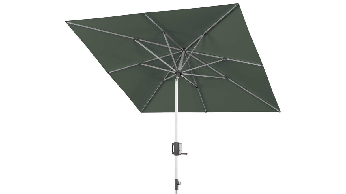 Sonnenschirm Doppler® aus Kunstfaser in Dunkelgrün Knirps® Kurbel-Sonnenschirm Apoll mit EASY TILT® aloefarbene Bespannung – ca. 240 x 240 cm