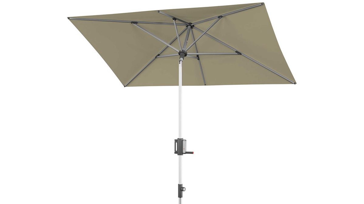 Sonnenschirm Doppler® aus Kunstfaser in Beige Knirps® Kurbel-Sonnenschirm Apoll mit EASY TILT® sandfarbene Bespannung – ca. 230 x 150 cm