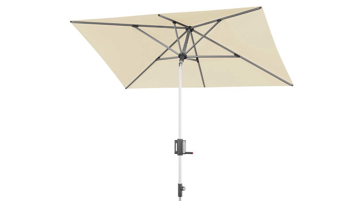 Sonnenschirm Doppler® aus Kunstfaser in Weiß Knirps® Kurbel-Sonnenschirm Apoll mit EASY TILT® naturfarbene Bespannung – ca. 230 x 150 cm