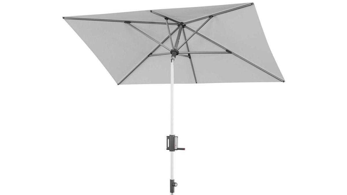 Sonnenschirm Doppler® aus Kunstfaser in Hellgrau Knirps® Kurbel-Sonnenschirm Apoll mit EASY TILT® hellgraue Bespannung – ca. 230 x 150 cm