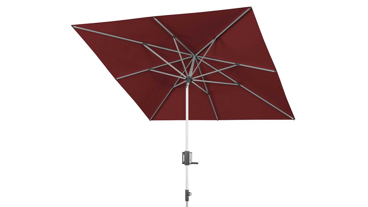 Sonnenschirm Doppler® aus Kunstfaser in Dunkelrot Knirps® Kurbel-Sonnenschirm Apoll mit EASY TILT® bordeauxrote Bespannung – ca. 240 x 240 cm