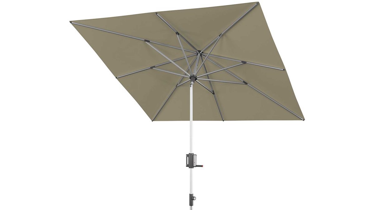 Sonnenschirm Doppler® aus Kunstfaser in Hellbraun Knirps® Kurbel-Sonnenschirm Apoll mit EASY TILT® sandfarbene Bespannung – ca. 240 x 240 cm