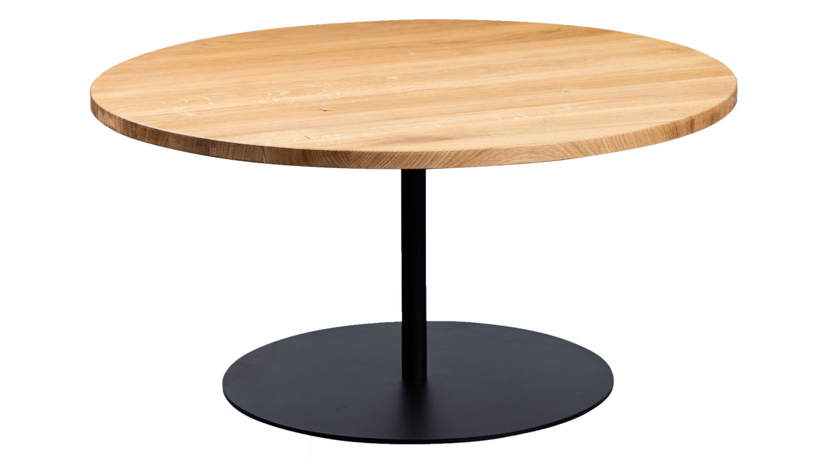 Couchtisch M2 kollektion aus Holz in Holzfarben Couchtisch Leo 2 Wildeiche & Schwarz - Durchmesser ca. 80 cm
