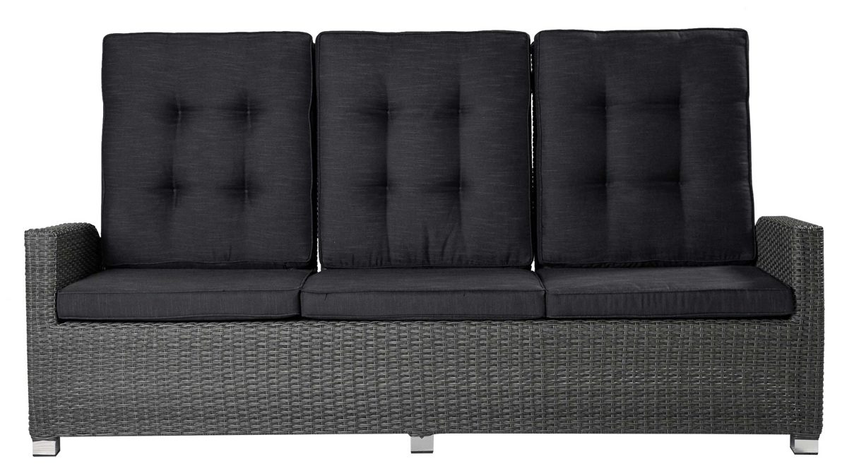 Gartenbank L.c. wholesaler aus Kunststoff in Grau Gartensofa Barcelona graues Kunststoffgeflecht & anthrazitfarbenes Polster – drei Sitze