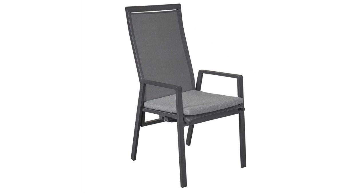Gartenstuhl /-sessel L.c. wholesaler aus Metall in Anthrazit Garten Hochlehner Stuhl Sunfort grauer Bezug, anthrazitfarbenes Aluminium & TEXTILENE®