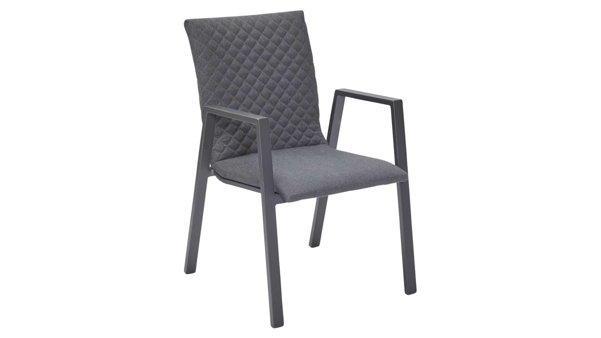 Gartenstuhl /-sessel L.c. wholesaler aus Metall in Schwarz Gartenmöbel Stapelstuhl Galomo rußschwarzes Sunbrella® & Aluminiumgestell
