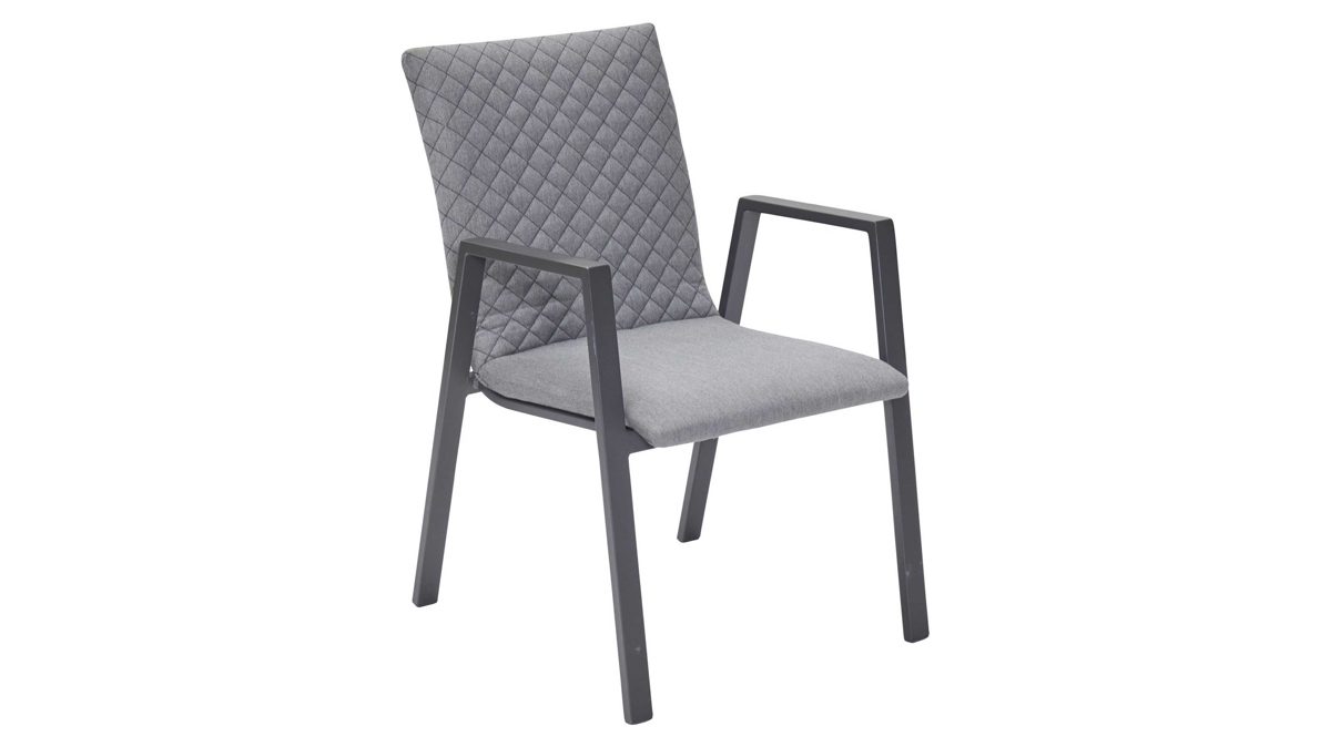 Gartenstuhl /-sessel L.c. wholesaler aus Metall in Grau Gartenmöbel Stapelstuhl Galomo flanellgraues Sunbrella® & Aluminiumgestell