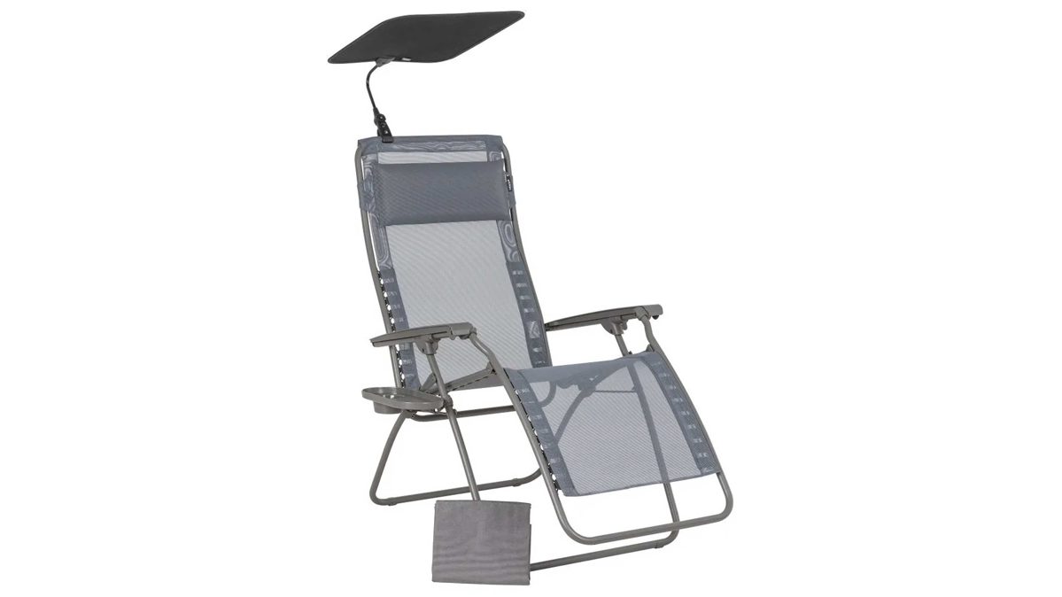 Gartenstuhl /-sessel Lafuma® mobilier aus Kunstfaser in Grau Lafuma® Relaxstuhl Zen Edition Velio® mit Accessoire-Paket graues Velio® & titanfarbener Stahl