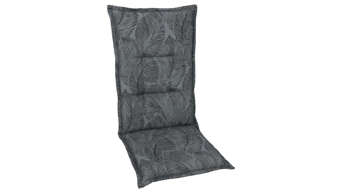 Polsterauflage Go-de textil aus Stoff in Anthrazit GO-DE Polsterauflagen-Serie 20 - Hochlehnerauflage anthrazitfarbenes Blattmotiv – ca. 50 x 120 cm