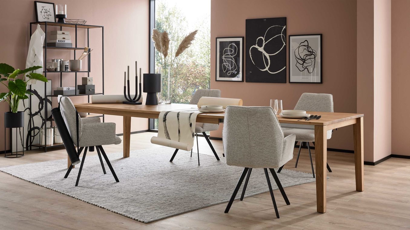 Auszugtisch Interliving aus Holz in Holzfarben Interliving Esszimmer Serie 5102 – Auszugtisch Charakter-Eiche - ca. 220 - 320 x 100 cm