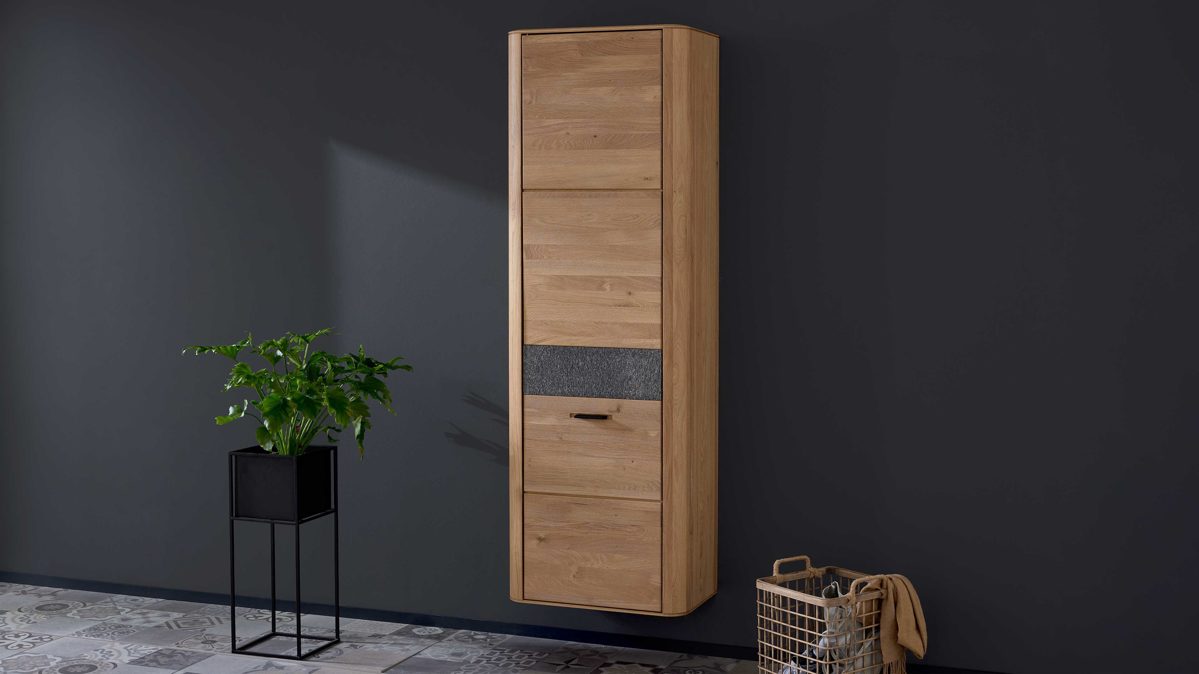 Garderobenschrank Interliving aus Holz in Holzfarben Interliving Garderoben Serie 6014 - Garderobenschrank Wildeiche & Granitfurnier - eine Tür, Höhe ca. 180 cm