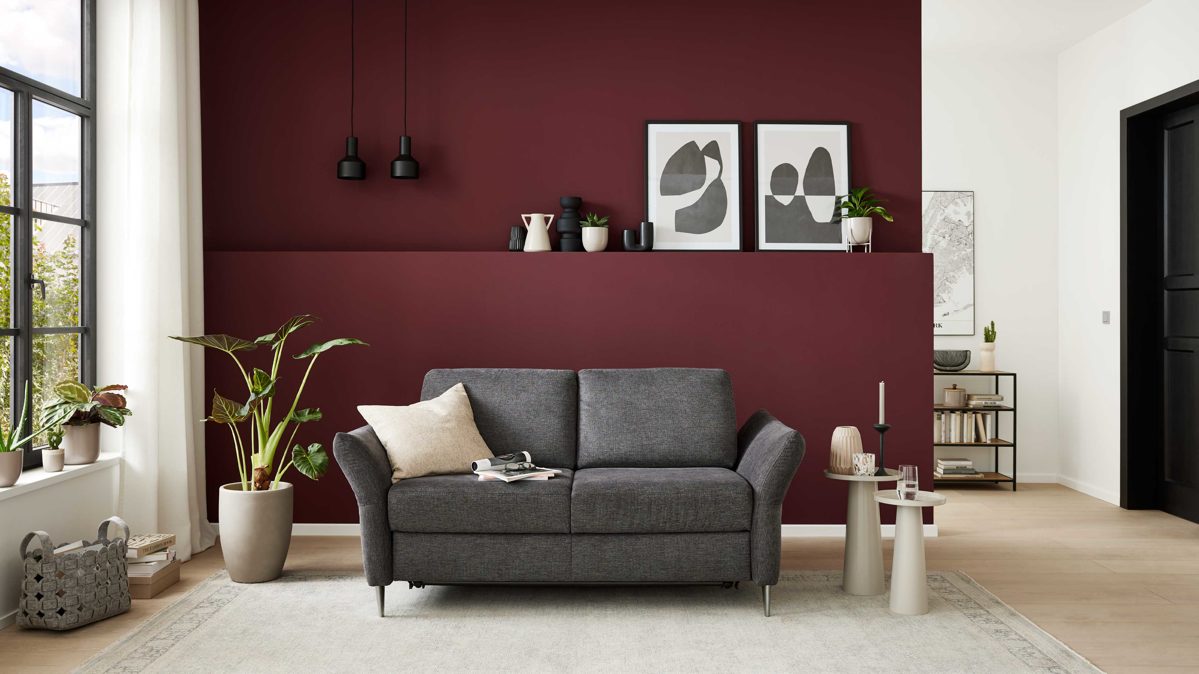 Schlafsofa Interliving aus Stoff in Anthrazit Interliving Schlafsofa Serie 4700 - Schlafsofa 140LÄ anthrazitfarbener Bezug Balu & Aluminiumfüße - Breite ca. 208 cm