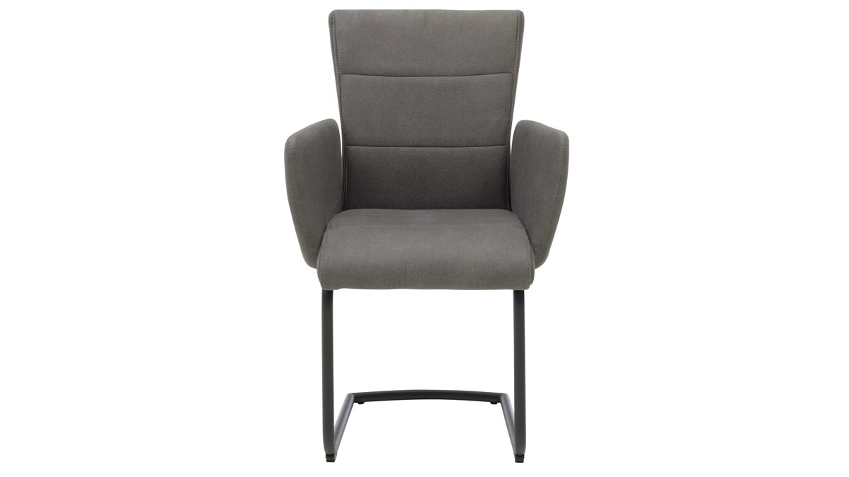 Schwingstuhl Interliving aus Kunstfaser in Dunkelgrau Interliving Esszimmer Serie 5122 – Armlehn-Schwingstuhl onyxfarbene Mikrofaser & mattschwarzes Metall