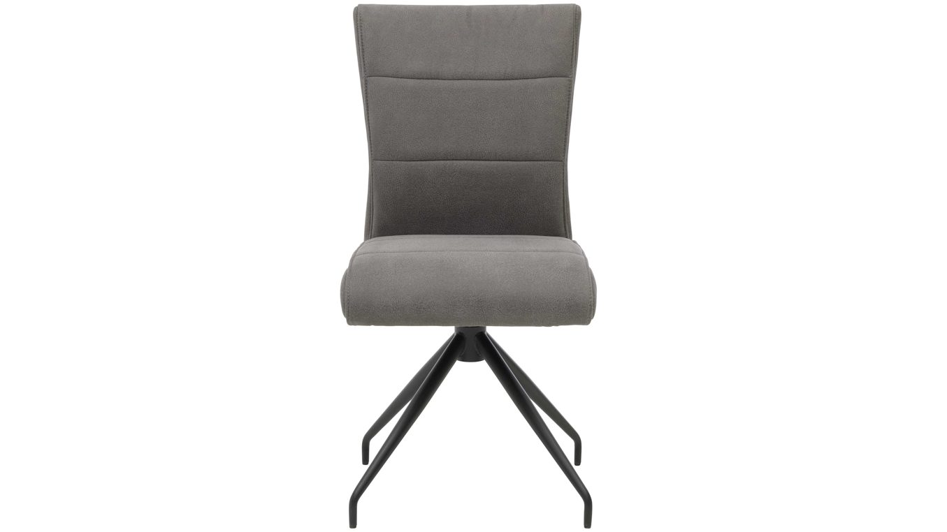 Vierfußstuhl Interliving aus Kunstfaser in Dunkelgrau Interliving Esszimmer Serie 5122 – Polsterstuhl onyxfarbene Mikrofaser & mattschwarzes Metall