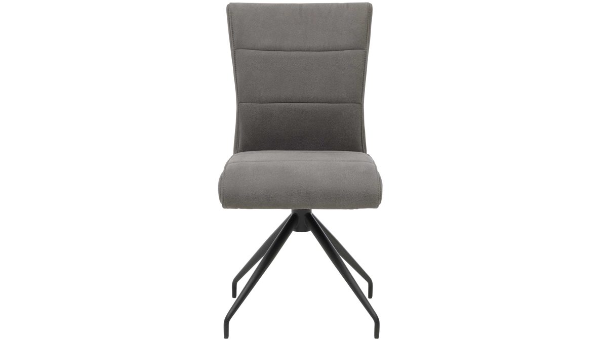 Vierfußstuhl Interliving aus Kunstfaser in Dunkelgrau Interliving Esszimmer Serie 5122 – Polsterstuhl onyxfarbene Mikrofaser & mattschwarzes Metall