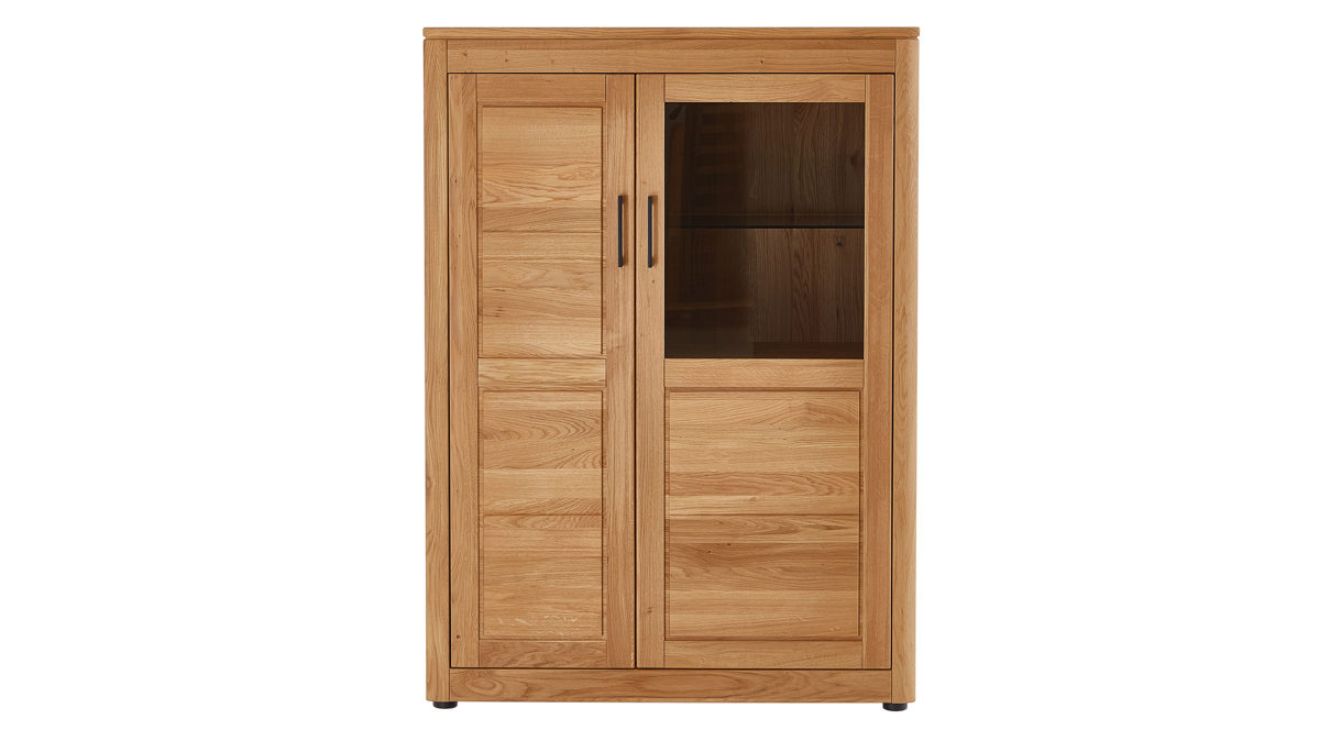 Highboard PARTNERRING COLLECTION aus Holz in Holzfarben PARTNERRING COLLECTION Programm Vigo - Highboard Eiche geölt - eine Holztür, eine Glastür, ca. 105 x 145 cm