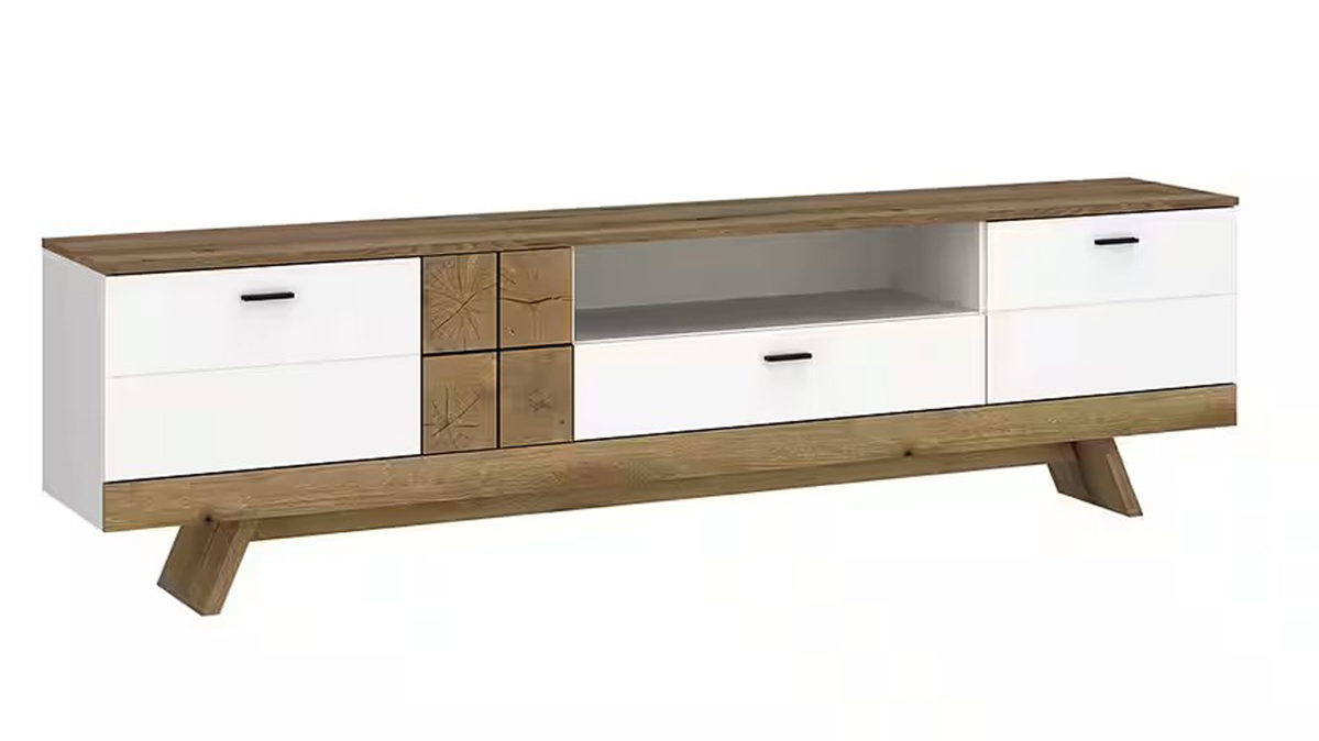 Lowboard Wojcik aus Holz in Holzfarben Weiß Wohnprogramm Oreta - Lowboard Coast Evoke Eiche & Alpinweiß - Breite ca. 216 cm