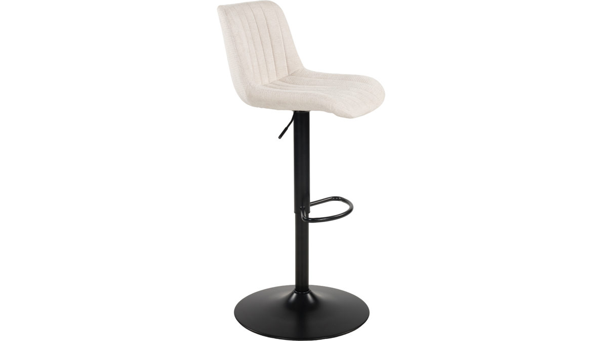 Barhocker Duo collection aus Stoff in Beige Barhocker Kelly cremefarbener Webstoff 112 & schwarzes Metall