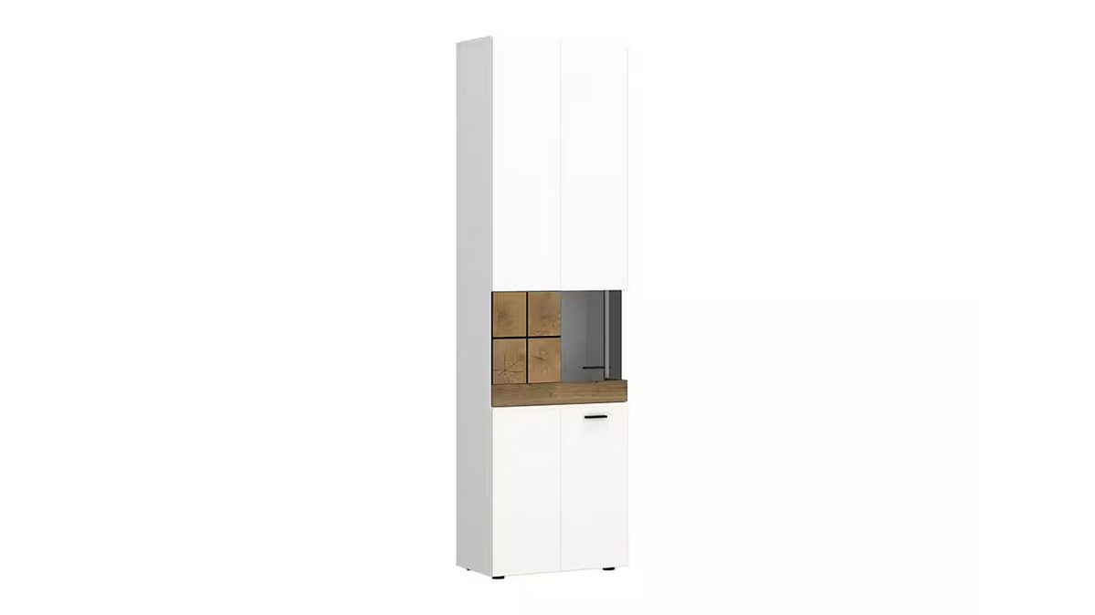 Vitrine Wojcik aus Holz in Holzfarben Weiß Wohnprogramm Oreta - Vitrine Coast Evoke Eiche & Alpinweiß - Höhe ca. 200 cm
