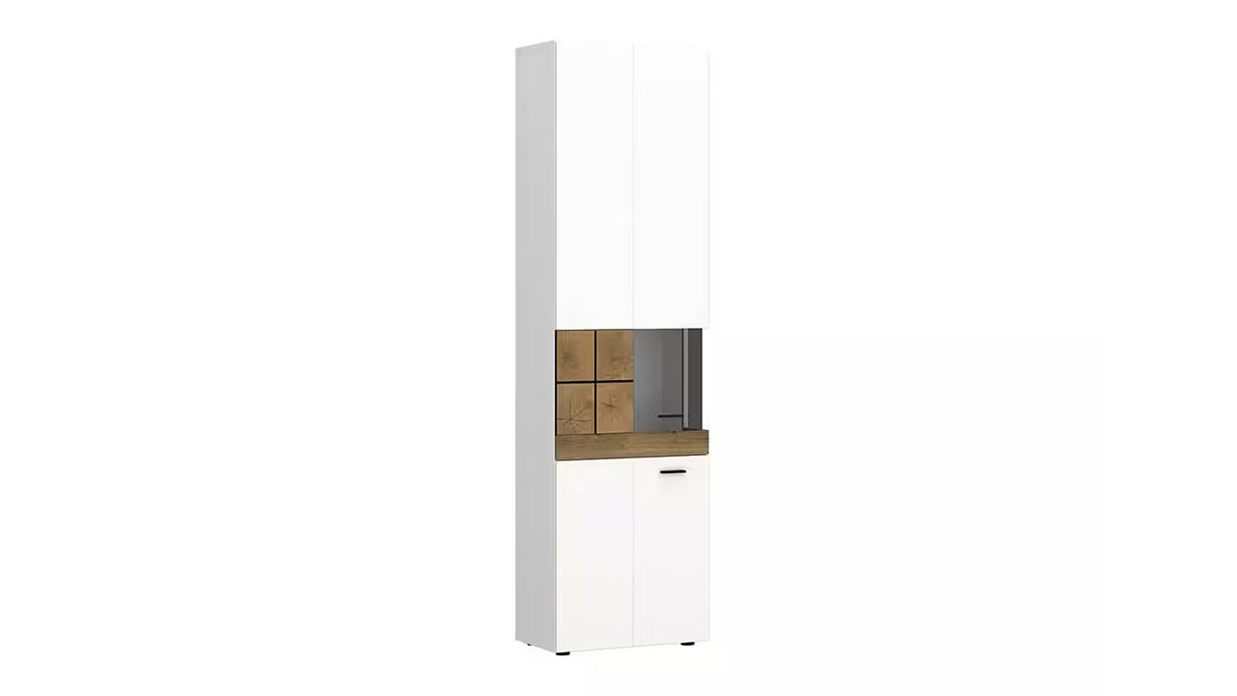 Vitrine Wojcik aus Holz in Holzfarben Weiß Wohnprogramm Oreta - Vitrine Coast Evoke Eiche & Alpinweiß - Höhe ca. 200 cm
