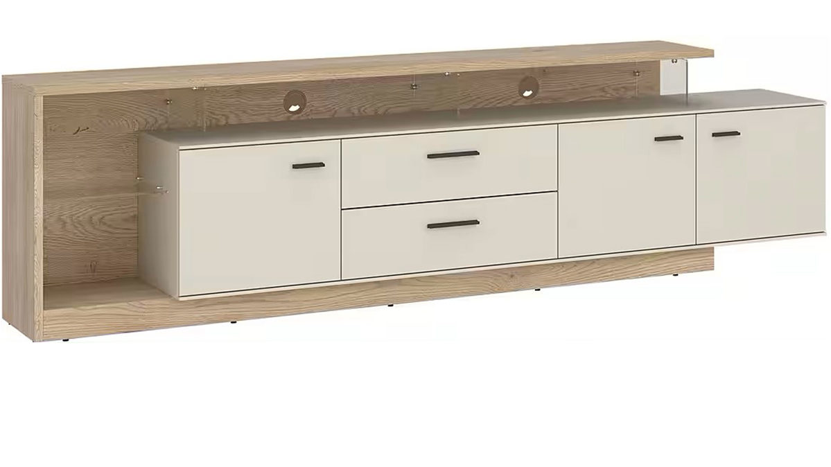 Lowboard Wojcik aus Holz in Beige Lowboard Meolo Cashmere & Cashmere Eiche Torro - Breite ca. 236 cm