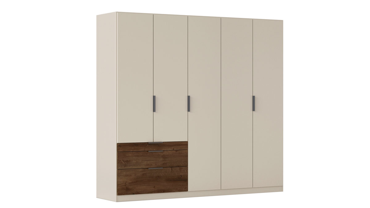 Kleiderschrank Rauch aus Holz in Weiß rauch ORANGE Koda - Drehtürenschrank Champagner & Atlantik Oak - fünf Türen, Breite ca. 225 cm