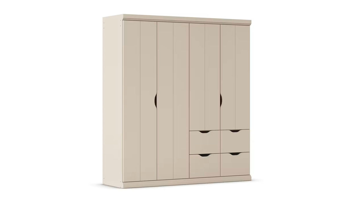 Kleiderschrank Rauch aus Holz in Weiß rauch BLUE Frieda - Drehtürenschrank Alpinweiß - vier Türen, vier Schubkästen, Breite ca. 180 cm