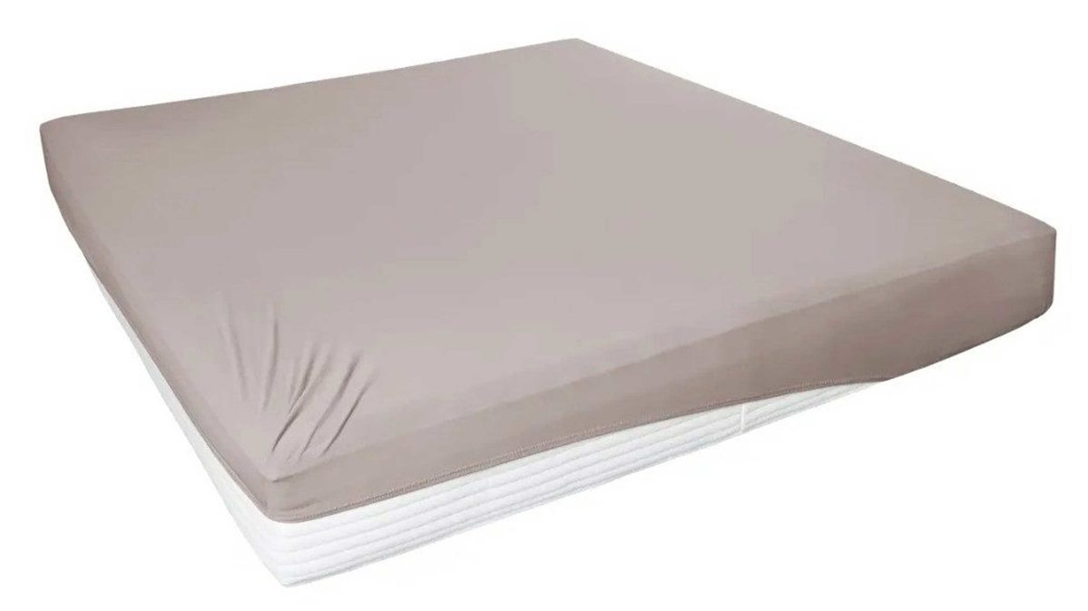 Spannbettlaken H. g. hahn haustextilien® aus Stoff in Hellbraun HAHN Spannbettlaken für Boxspringmatratzen kieselfarbenes Feinjersey – ca. 190 x 200 cm