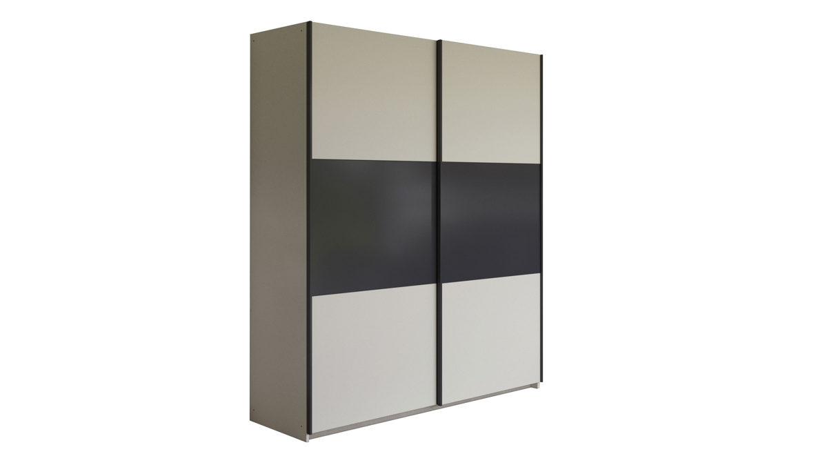 Kleiderschrank Rauch aus Holz in Weiß rauch BLUE Neo - Schwebetürenschrank Champagner & Grau Metallic - zwei Türen, Breite ca. 175 cm