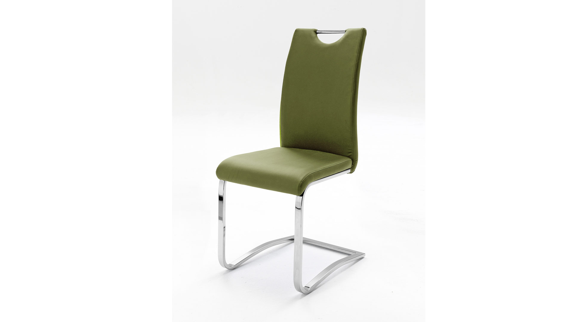 Schwingstuhl Mca furniture aus Stoff in Grün Schwingstuhl olivfarbenes Kunstleder C10OL & verchromtes Gestell
