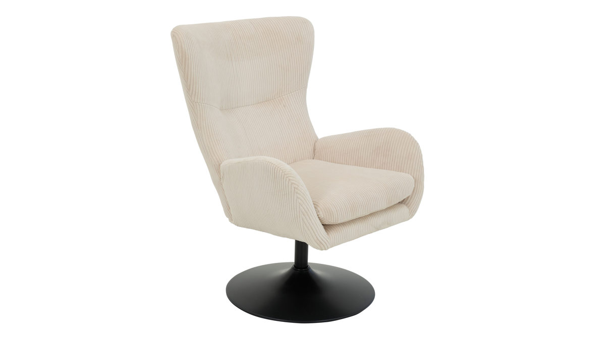 Drehsessel Hela aus Stoff in Beige Drehsessel Samos LS Beige 31 & schwarzes Metall