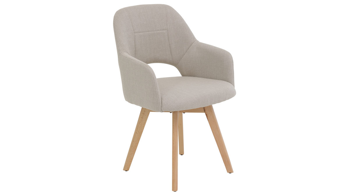 Polsterstuhl Hela aus Stoff in Beige Polsterstuhl Stade S Beige 31 & Holzgestell