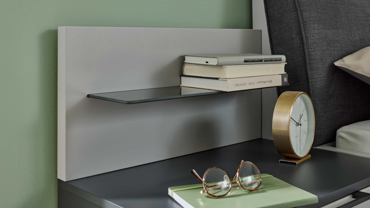 Paneel Interliving aus Holz in Hellgrau Interliving Schlafzimmer Serie 1207 – Paneel rechts, Breite ca. 46 cm - Satingrau