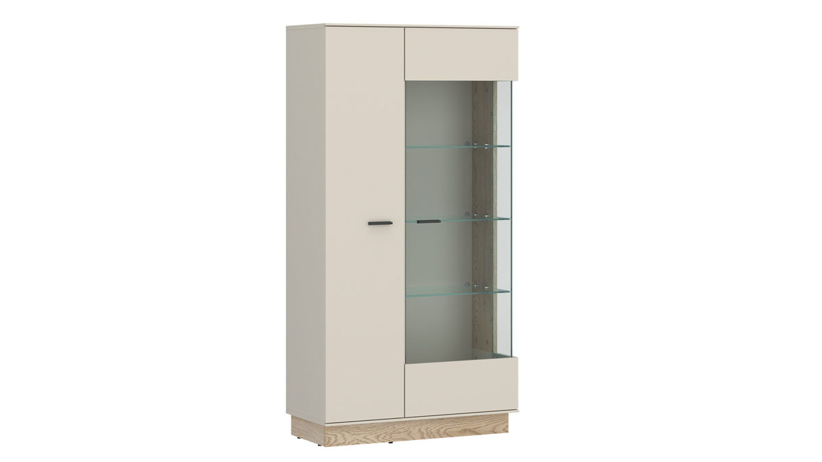 Vitrine Wojcik aus Holz in Beige Vitrine Meolo Cashmere & Cremona Eiche Torro - ca. 75 x 150 cm
