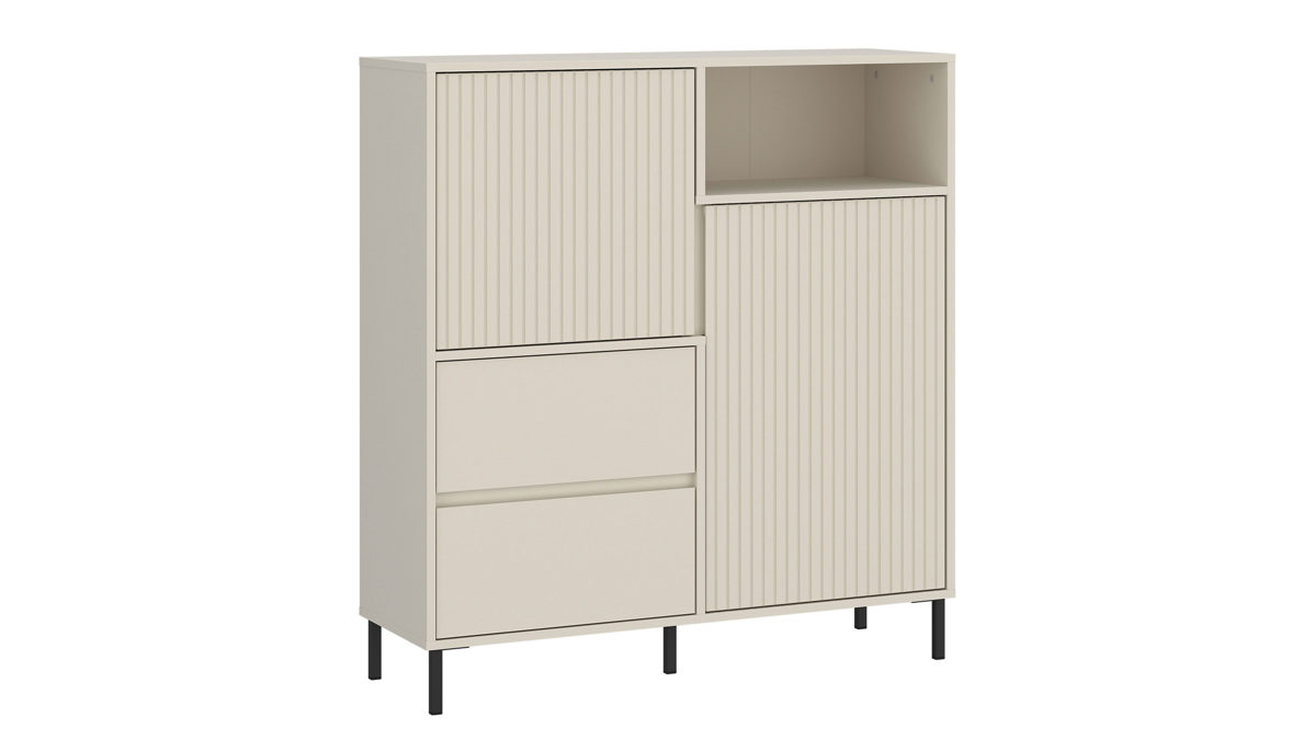Highboard Wojcik aus Holz in Beige Kommodenprogramm Avenale - Highboard Cashmere - ca. 106 x 119 cm