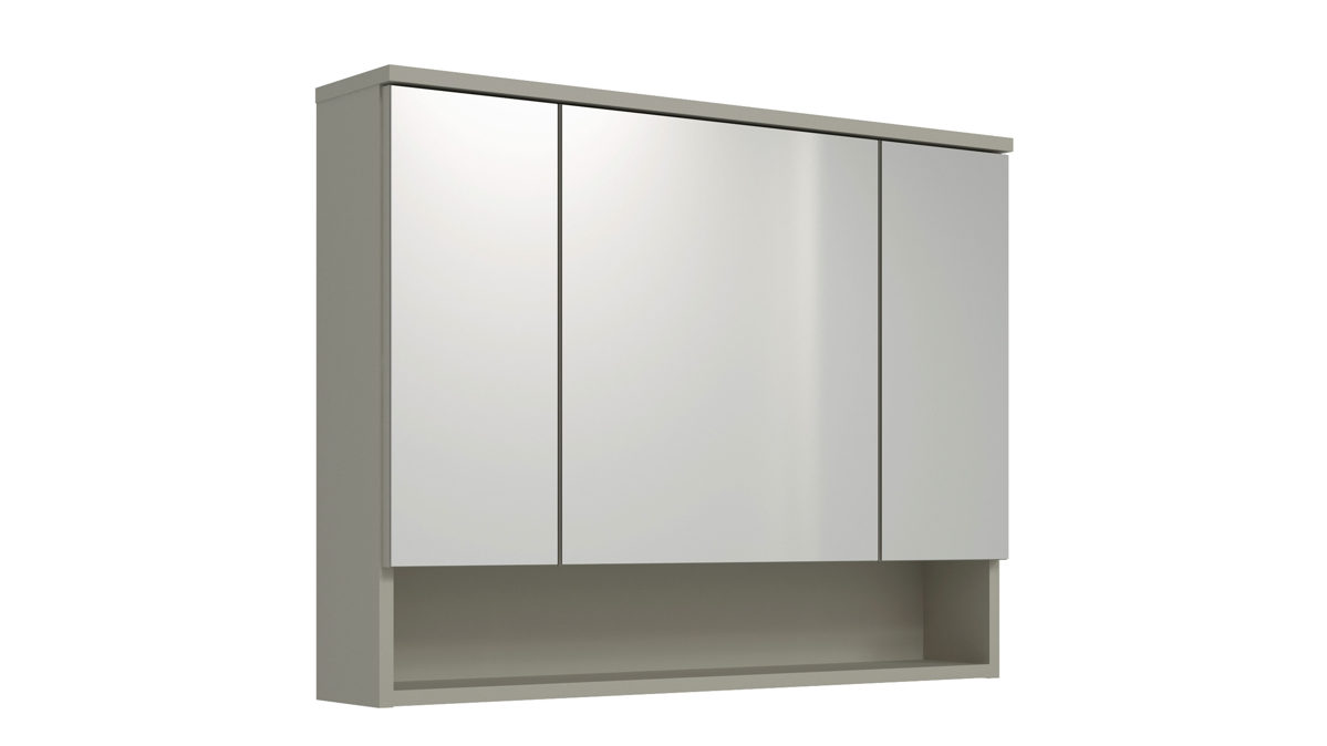 Spiegelschrank Wojcik aus Holz in Hellgrau Badprogramm Empoli - Spiegelschrank Cashmere & Spiegel - ca. 83 x 64 cm