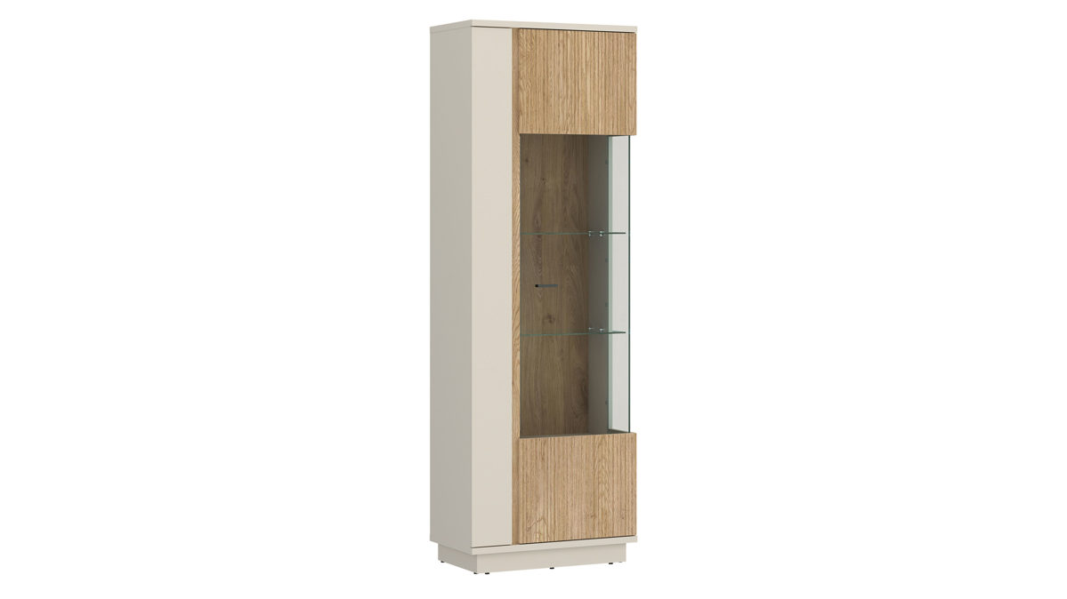 Vitrine Wojcik aus Holz in Beige Wohnprogramm Mosano - Vitrine Cashmere & Cremona Eiche Torro - ca. 62 x 190 cm