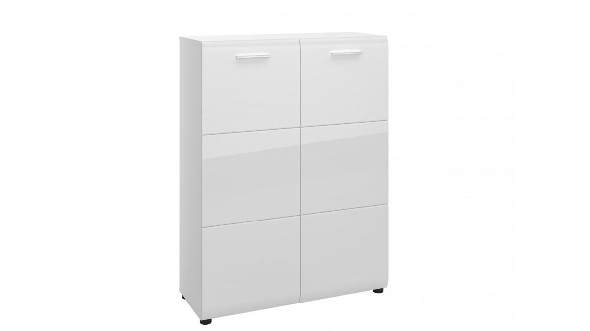 Garderobenschrank Wojcik aus Holz in Weiß Garderobenprogramm Merano - Schuhschrank Hochglanzweiß & Alpinweiß - ca. 90 x 120 cm