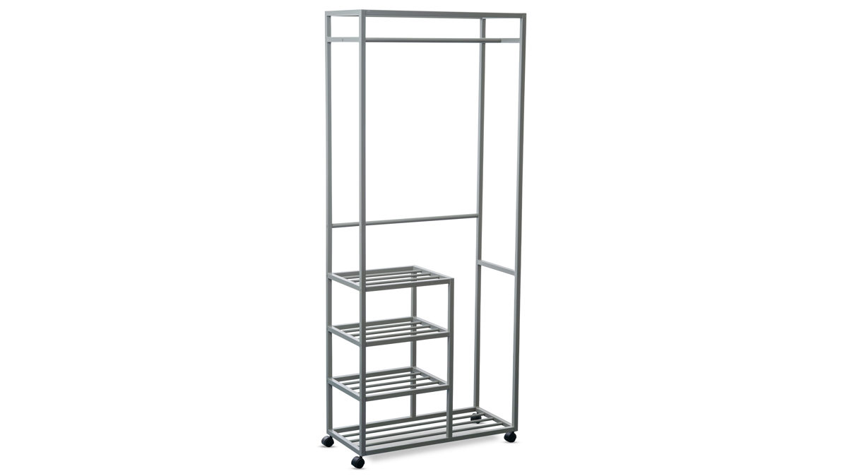 Rollgarderobe M2 kollektion aus Metall in Grau Kleiderständer Andorra Grau - Breite ca. 75 cm