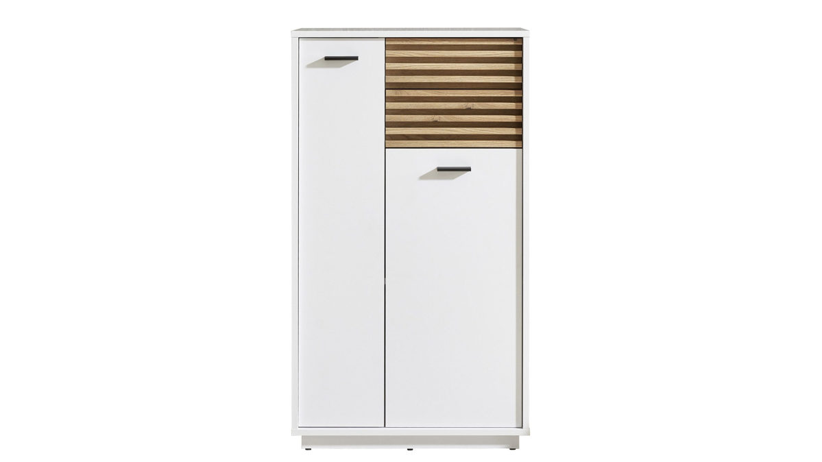 Unterschrank Bega bbk aus Holz in Weiß Badezimmer-Highboard Weiß & Evoke Eiche – ca. 60 x 106 cm