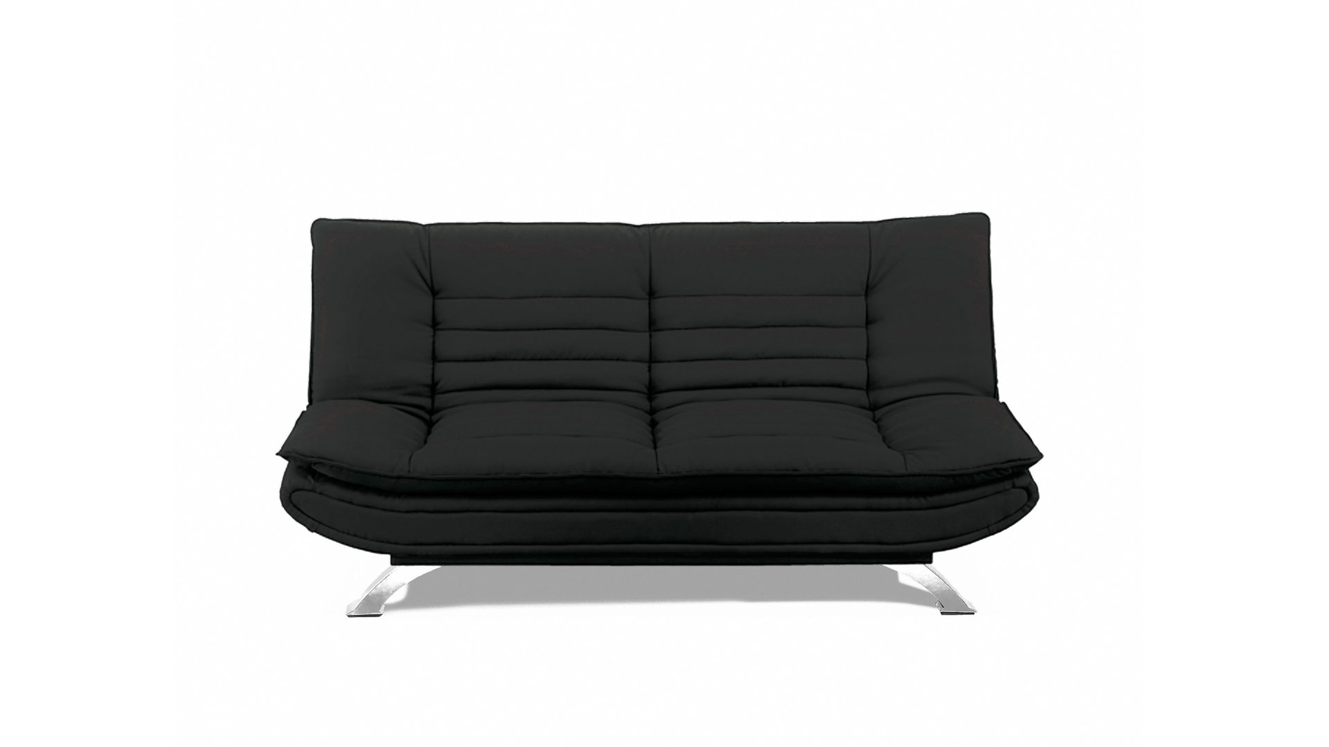 Schlafsofa Actona aus Stoff in Schwarz Schlafsofa - Schlafcouch passt in nahezu jeden Wohnraum schwarzes Kunstleder & verchromtes Gestell