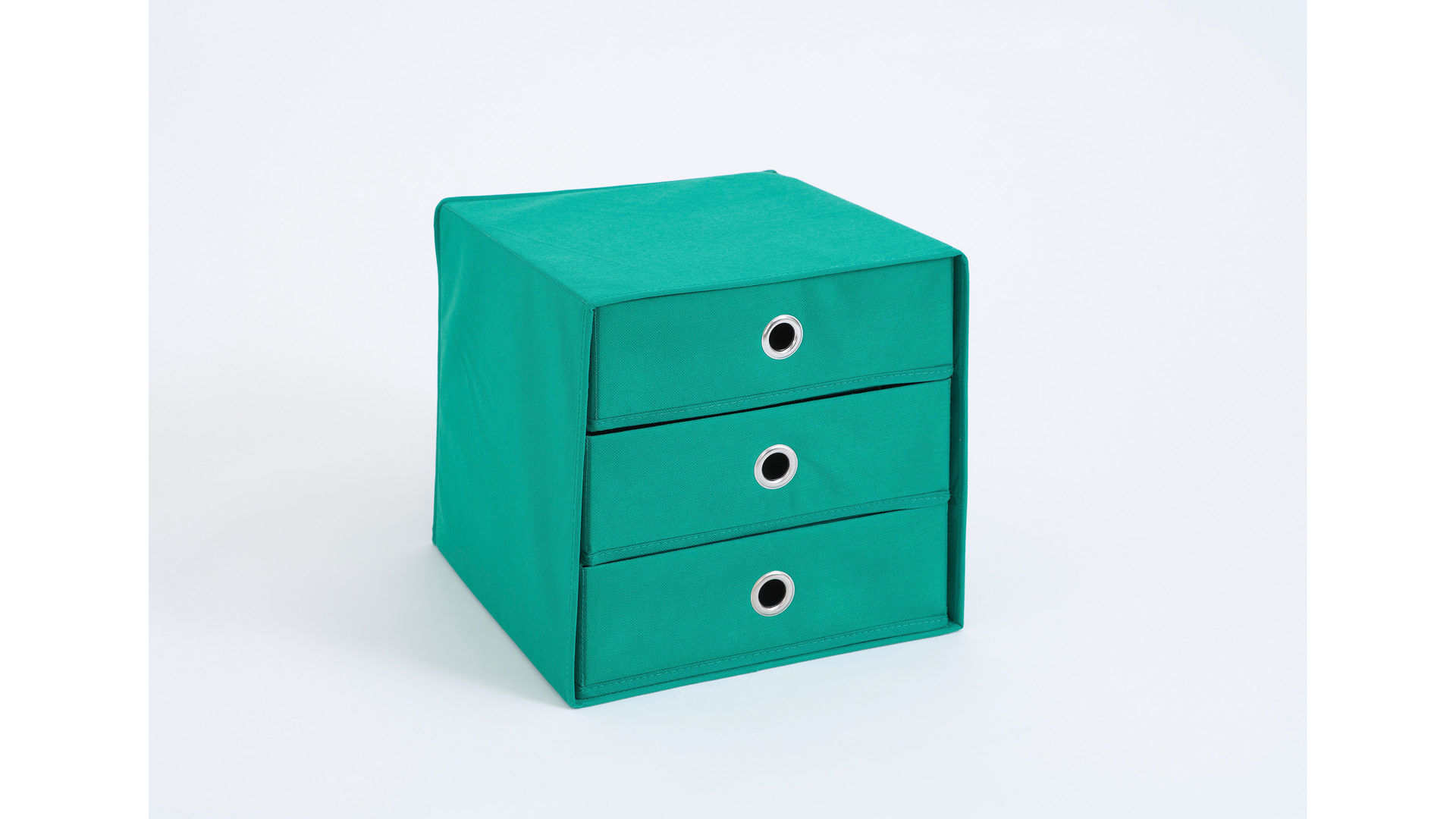 Faltbox Fmd furniture aus Stoff in Grün Faltbox mit drei Schubladen smaragdgrünes, verstärktes Vlies - drei Schubladen, ca. 32 x 32 cm