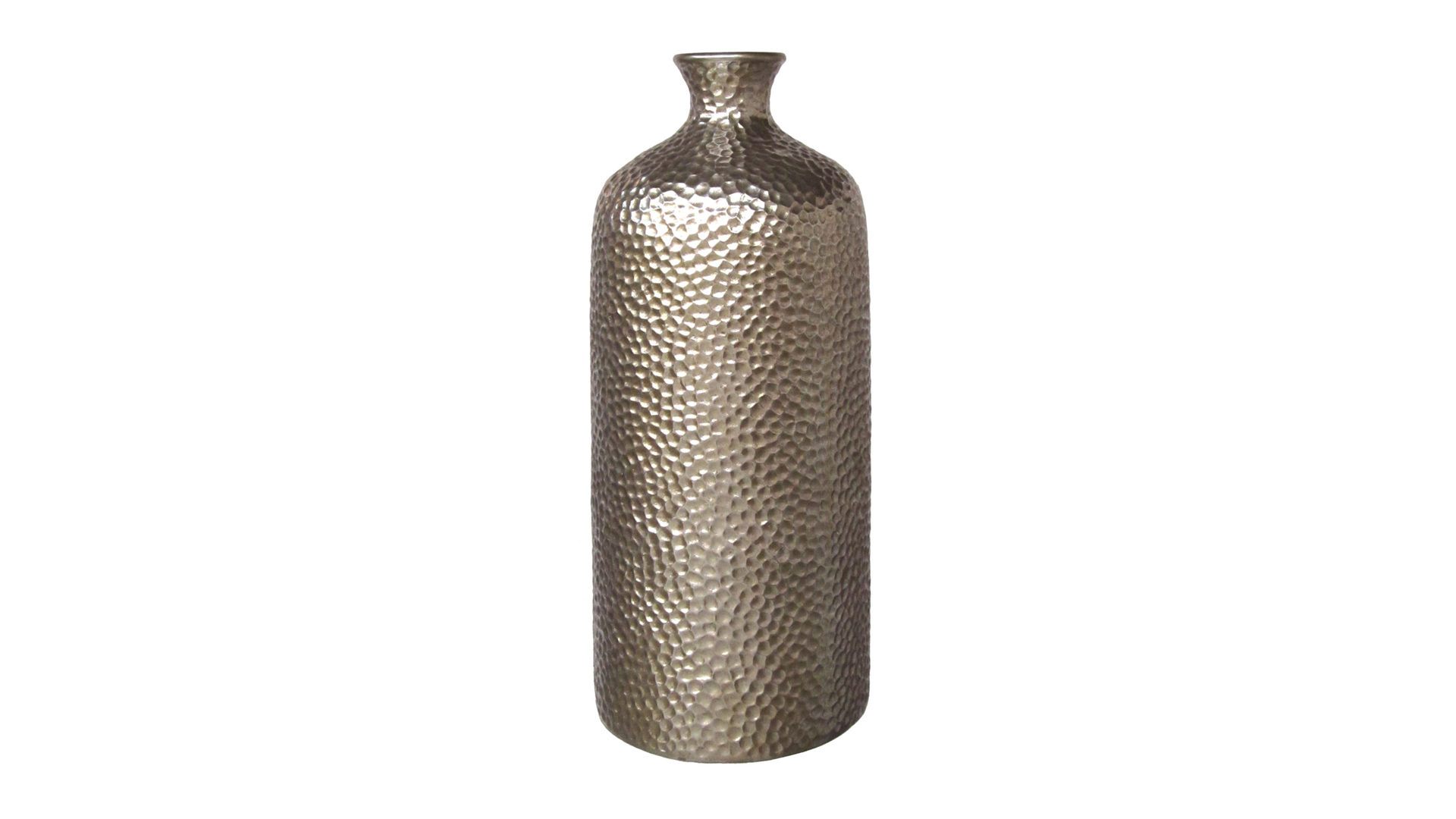 Vase Gasper aus Kunststoff in Metallfarben Vase Stakkato silberfarbenes Polyuresin - ca. 40 cm hoch
