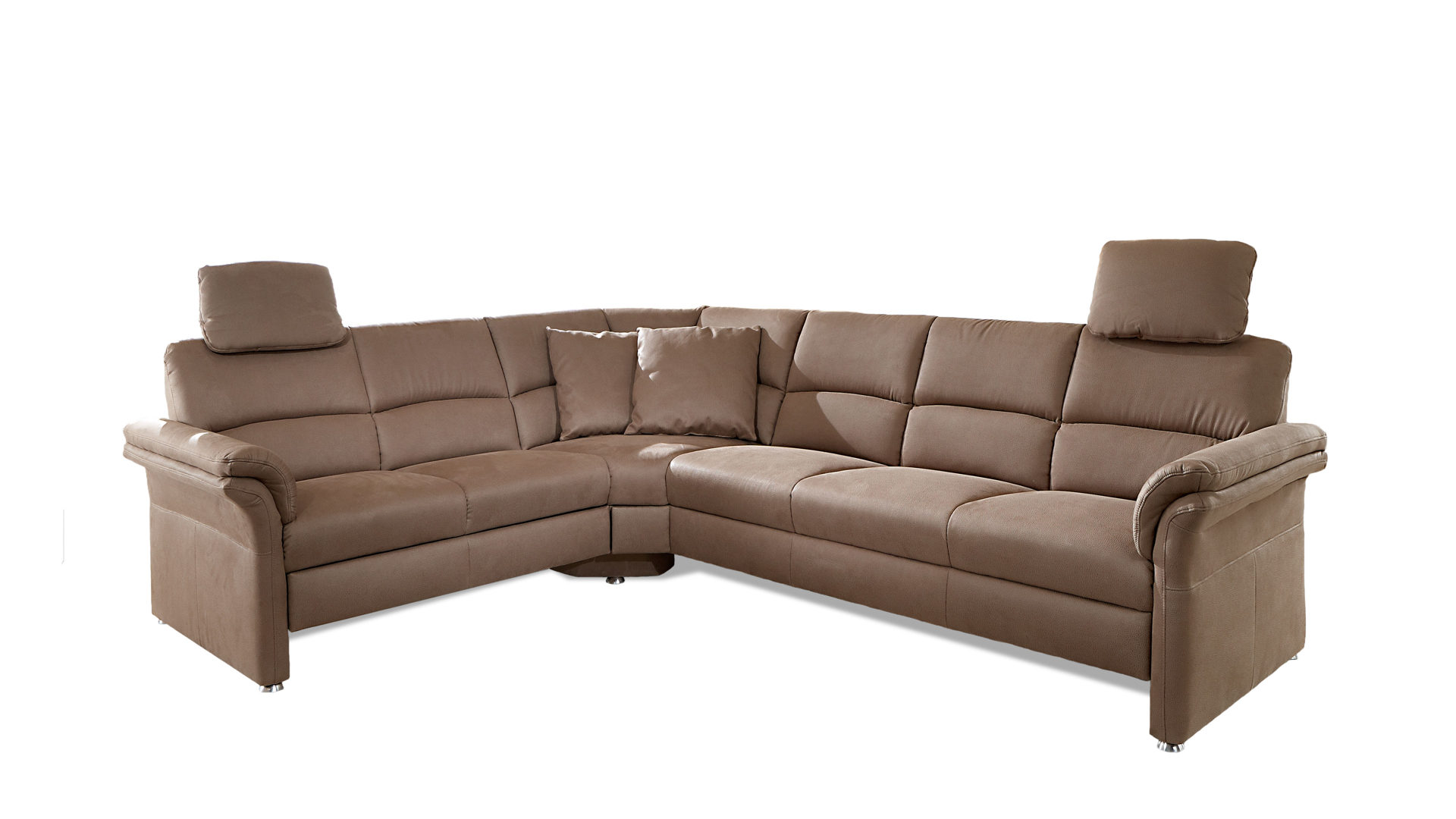 Ecksofa Polipol aus Stoff in Braun OrthoSedis Ecksofa - Eckcouch mandelfarbener Bezug Holiday - Schenkelmaß ca. 228 x 278 cm