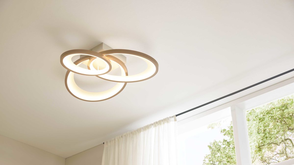 Deckenleuchte Interliving aus Metall in Hellgrau Interliving Leuchten Serie 9353 - Deckenlampe warmgraues & kaffeefarbenes Metall - ca. 69 x 60 cm