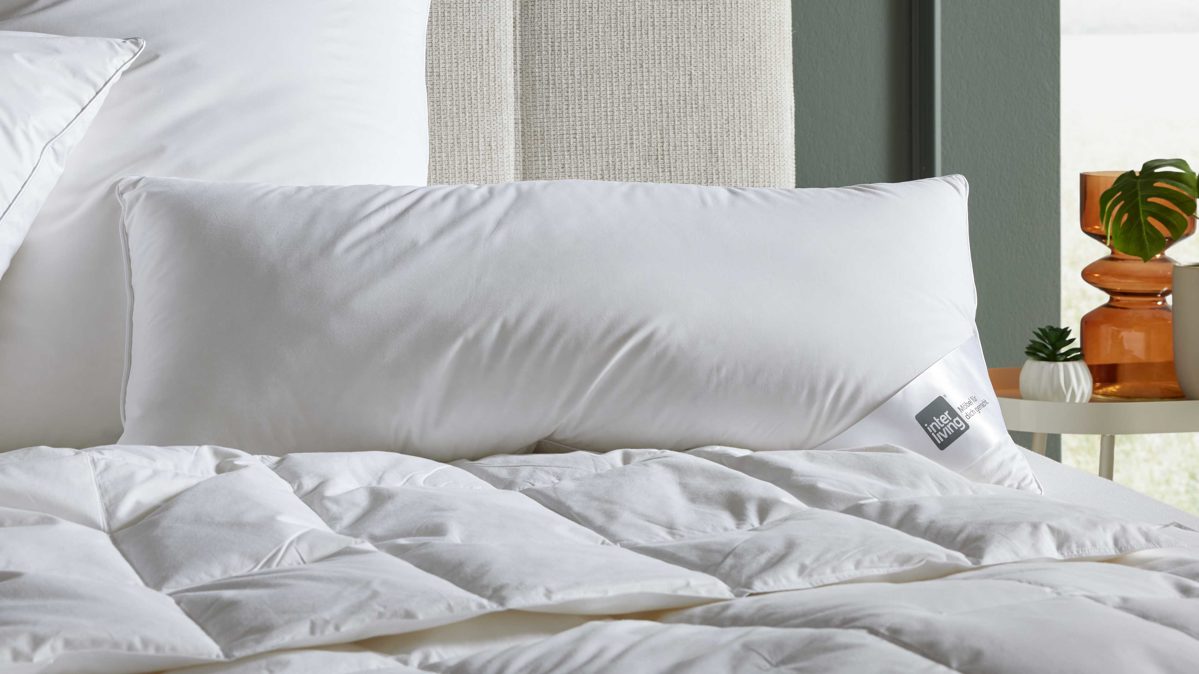 Kopfkissen Interliving aus Federn + Daunen in Weiß Interliving Kopfkissen Serie 9212 - Daunenkissen 660 g Federn & Daunen - ca. 40 x 80 cm